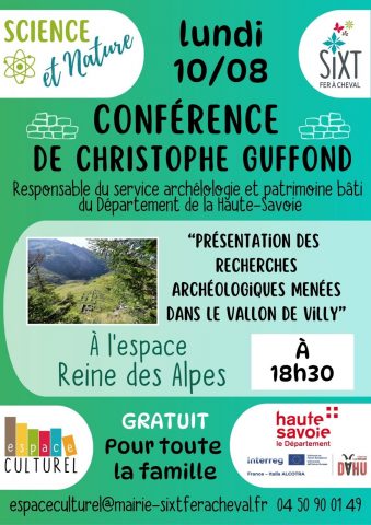 Cursus wetenschap en natuur, “Presentatie van het archeologisch onderzoek in het dal van Villy”._Sixt-Fer-à-Cheval